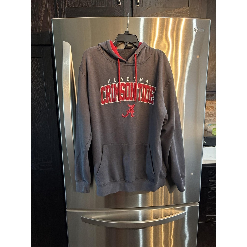 Alabama Crimson Tide Hoodie Men's Gray Red Script A Pullover Sweatshirt SZ XL